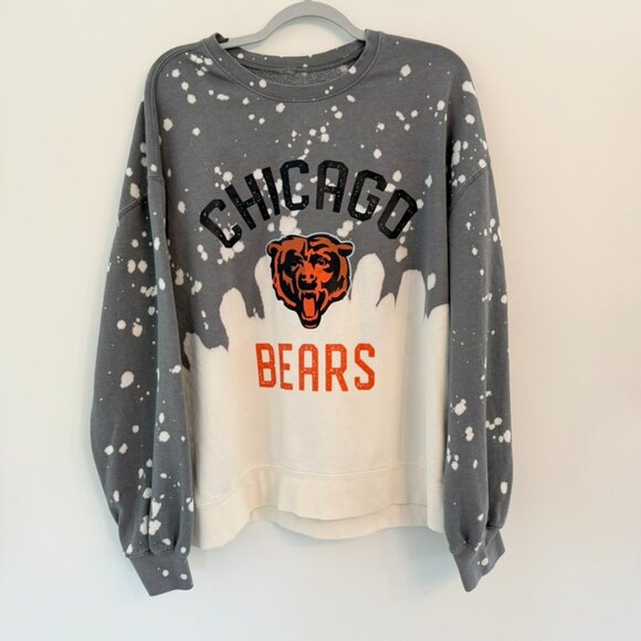 🧡 Chicago Bears Women’s Bleach-Dye Crewneck Sweatshirt (Size XL) - Picture 1 of 4